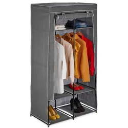 Relaxdays Stoffschrank mit 6 Fächern Grau