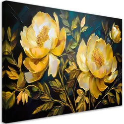 WANDBILD moderne blumen der gelben pfingstrosen