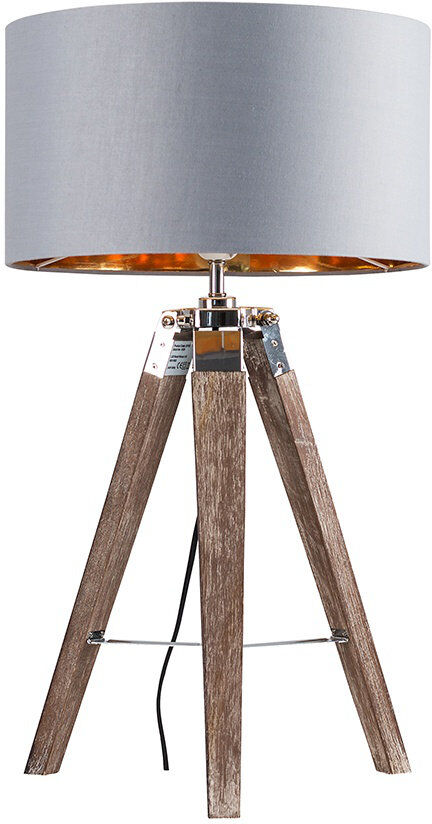 Brayden Studio Bella Vista Tripod Lamp Grey/Gold 56cm H X 29cm W X 57cm D