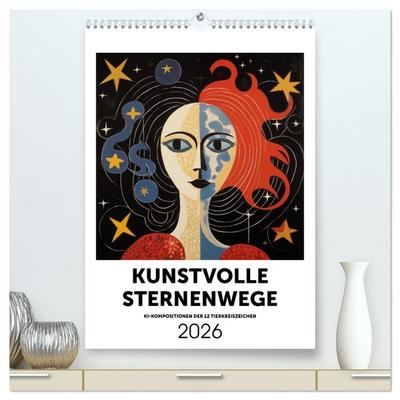 Kunstvolle Sternenwege: KI-Kompositionen der 12 Tierkreiszeichen (hochwertiger Premium Wandkalender 2026 DIN A2 hoch), Kunstdruck in Hochglanz