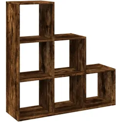 vidaXL Raumteiler-Bücherregal 3 Etagen Räuchereiche 99x29x99 cm