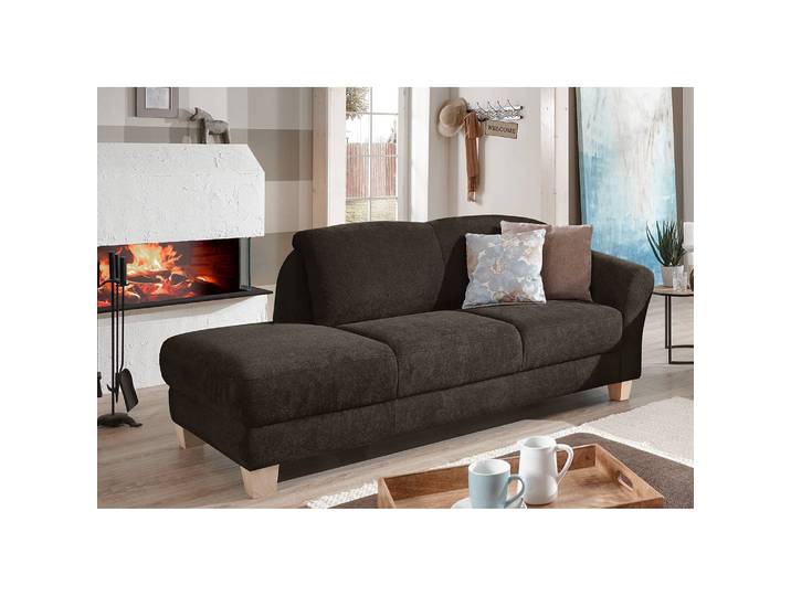 Recamiere Webstoff Braun/Espresso Webstoff 194 x 84 x 91cm Armlehne davorstehend rechts Natur