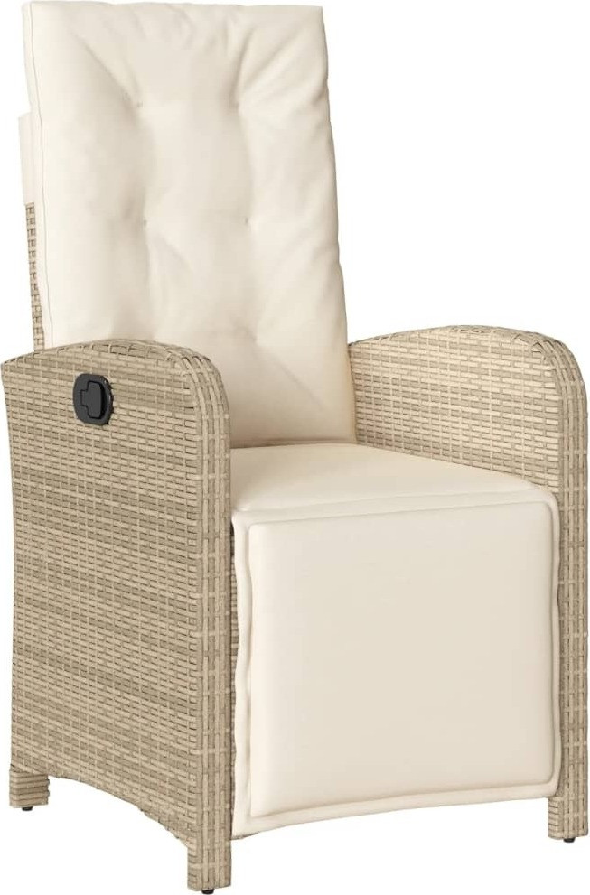 DKD HOME DECOR Tuinstoel met voetsteun, beige, polyrotan
