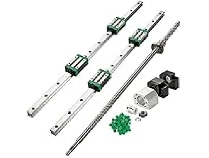 VEVOR Lot de 2 rails de guidage linéaires HGR20-1700 mm avec 1 vis à bille RM1605-1700 mm avec kit BF12/BK12 Rail de guidage linéaire pour routeurs CNC à faire soi-même