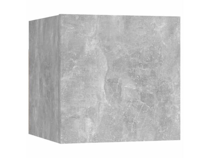 GKHPYURE TV-Möbel-Set, 6 Stück, Grau, Beton, Holz, mehrschichtig Wandbefestigung, 4 Stück 30 x 30 x 30 cm, 2 Stück 80 x 30 x 30 cm, Montage erforderlich