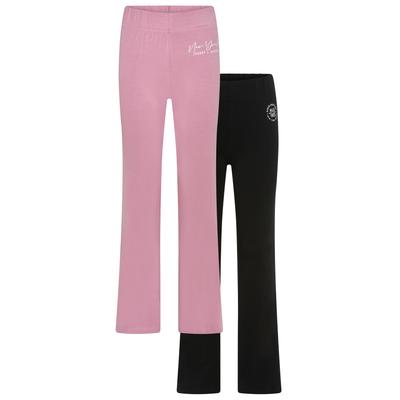 Leggings H.I.S "2er Packung H.I.S Leggings mit Schlag für Mädchen", Mädchen, Gr. 164, N-Gr, schwarz (schwarz, rosa), Jersey, Obermaterial: 95% Baumwolle, 5% Elasthan, unifarben, Basic lang, Hosen Leggings, Für TEENS. 2er Packung Jazzpants