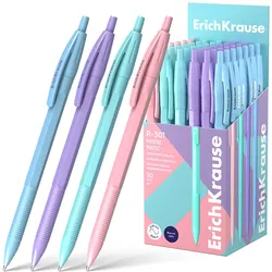 Druckkugelschreiber 0,35mm 50er Set Blau Kugelschreiber Kulis Kulischreiber Stifte Schreibstifte Schule Bürobedarf R-301 Pastell bunt