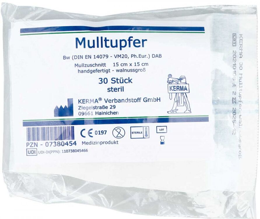 Mulltupfer 15x15cm walnussgross steril 30stk
