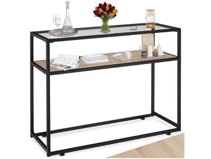 Table console Kilkenny 100x41x80,5cm - Bois clair industriel, Chêne Sonoma