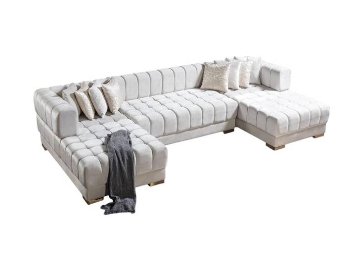 Xlmoebel Wohnlandschaft Beiges U-Form Ecksofa für modernes Wohnen im Wohnzimmer, Wohnlandschaft 3 Teile, Made in Europa