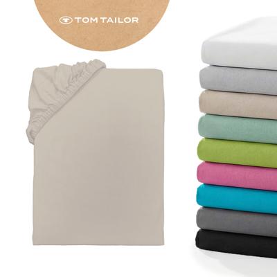 Spannbettlaken TOM TAILOR HOME "Tom Tailor Jersey", beige, B:180cm L:200cm, Jersey, Obermaterial: 100% Baumwolle, Bettlaken, Spannbettlaken, ab Größe 90x200 cm, Laken in hochwertiger Jersey Qualität