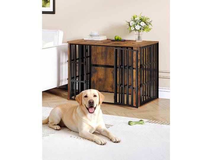 Meubles de cage pour chien, boîte en bois pour usage intérieur avec dessus de porte alimentaire, conception multi-portes, table d'appoint de cage pour chien pour moyen