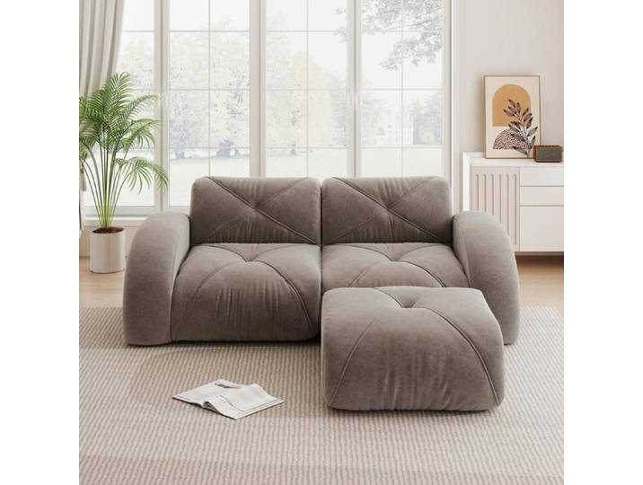 Canapé - KOMHTOM - Canapé modulaire 2 places - Chenille - Confort nuage - 204x171x76 cm
