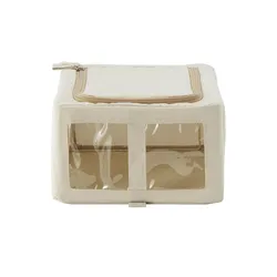 Aufbewahrungsbox mit Fenster   ¦ beige ¦ Polyester,Metall ¦ Maße (cm): B: 35 H: 15 T: 25.0
