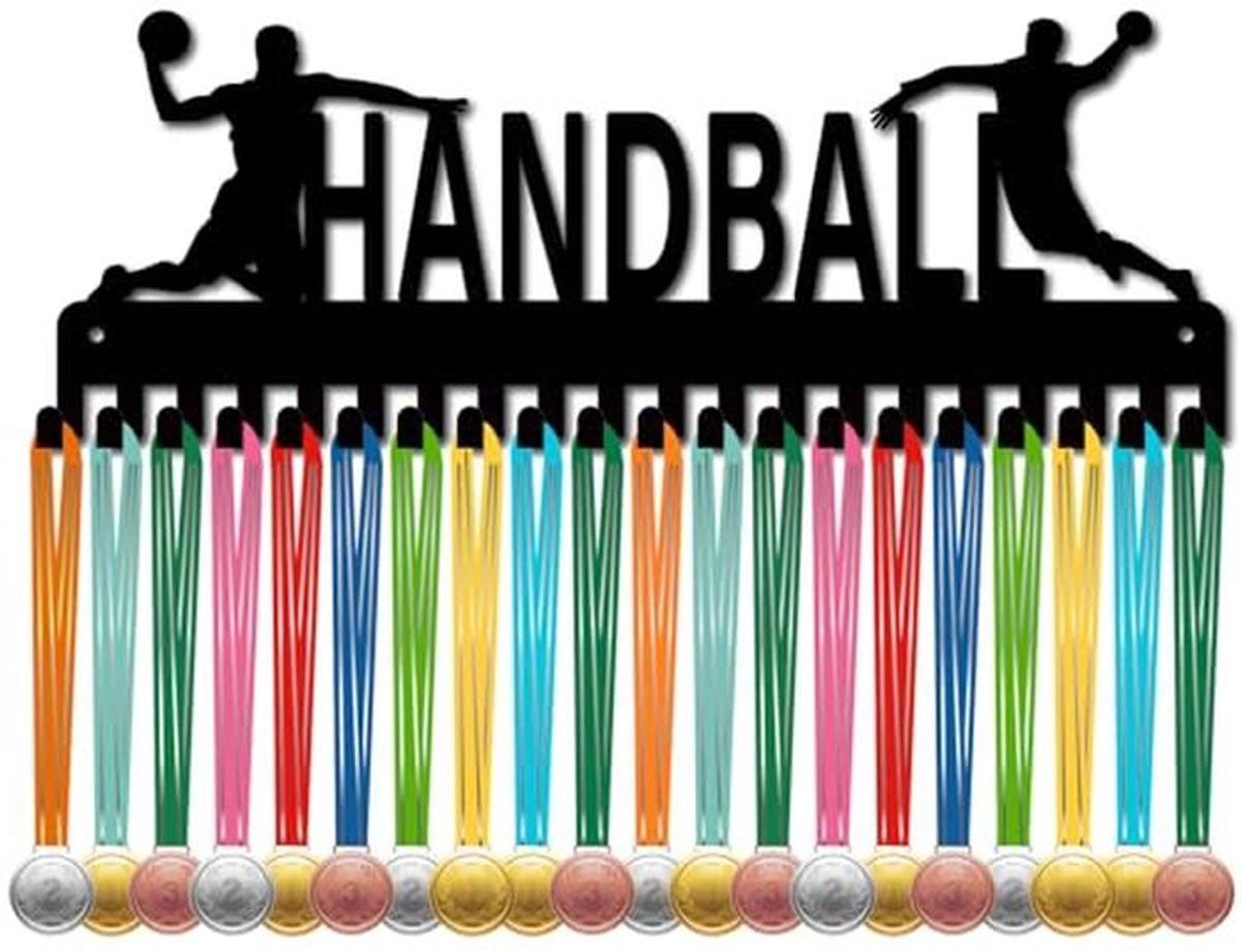 Handbal Medaille Hanger - Zwart Metalen Sport Medaille Houder met Haken voor de Muur