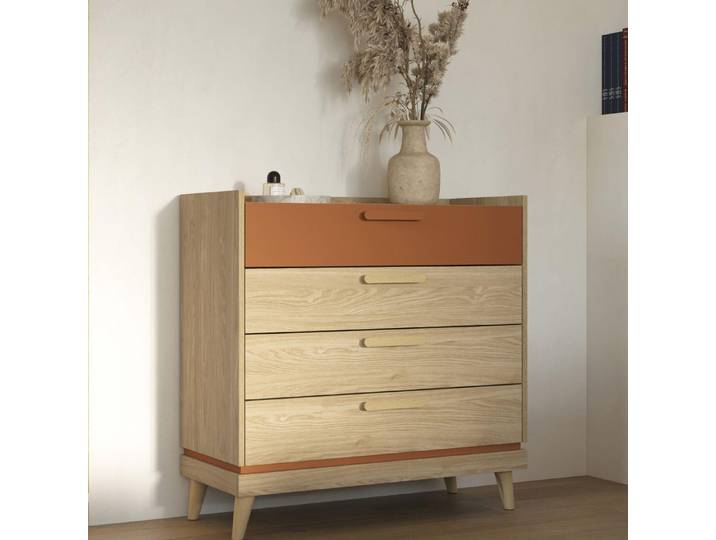 Commode ARWEN - chêne / brique