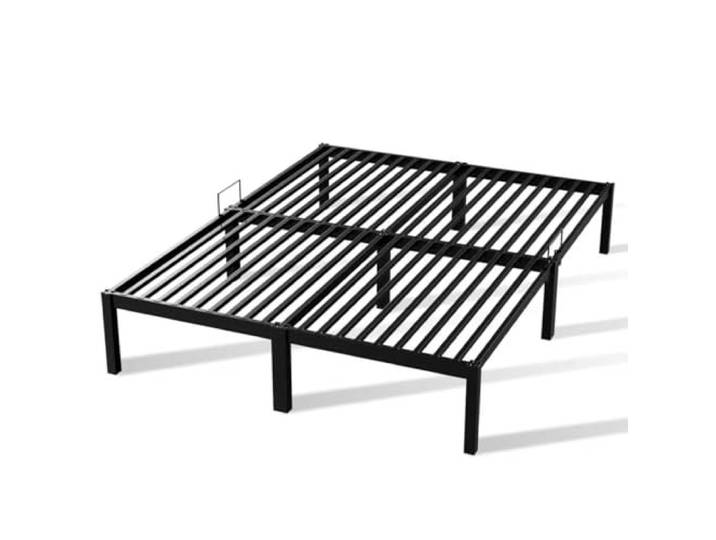 HOMAVO Stabiles Metallbettgestell 180x200 cm, verstärkte Stahlstruktur, wackelfrei, robuste Latten, langlebige Unterstützung für das Schlafzimmer