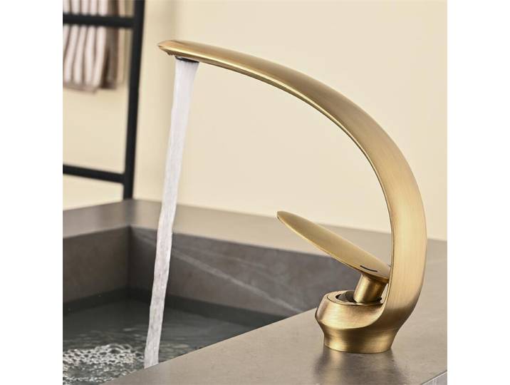 Robinet de salle de bain antique Tuqiu, mitigeur de lavabo blanc en laiton, eau chaude et froide, finition or brossé, robinet de lavabo à poignée unique pour salle de bain