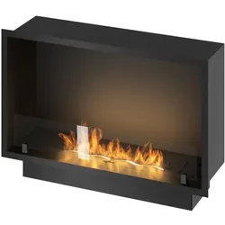 Sololed -  Inside Black 800 Einbau-Bioethanol-Kamin - Mattschwarz, mit Glas, 1-Liter-Brenner, modernes Design