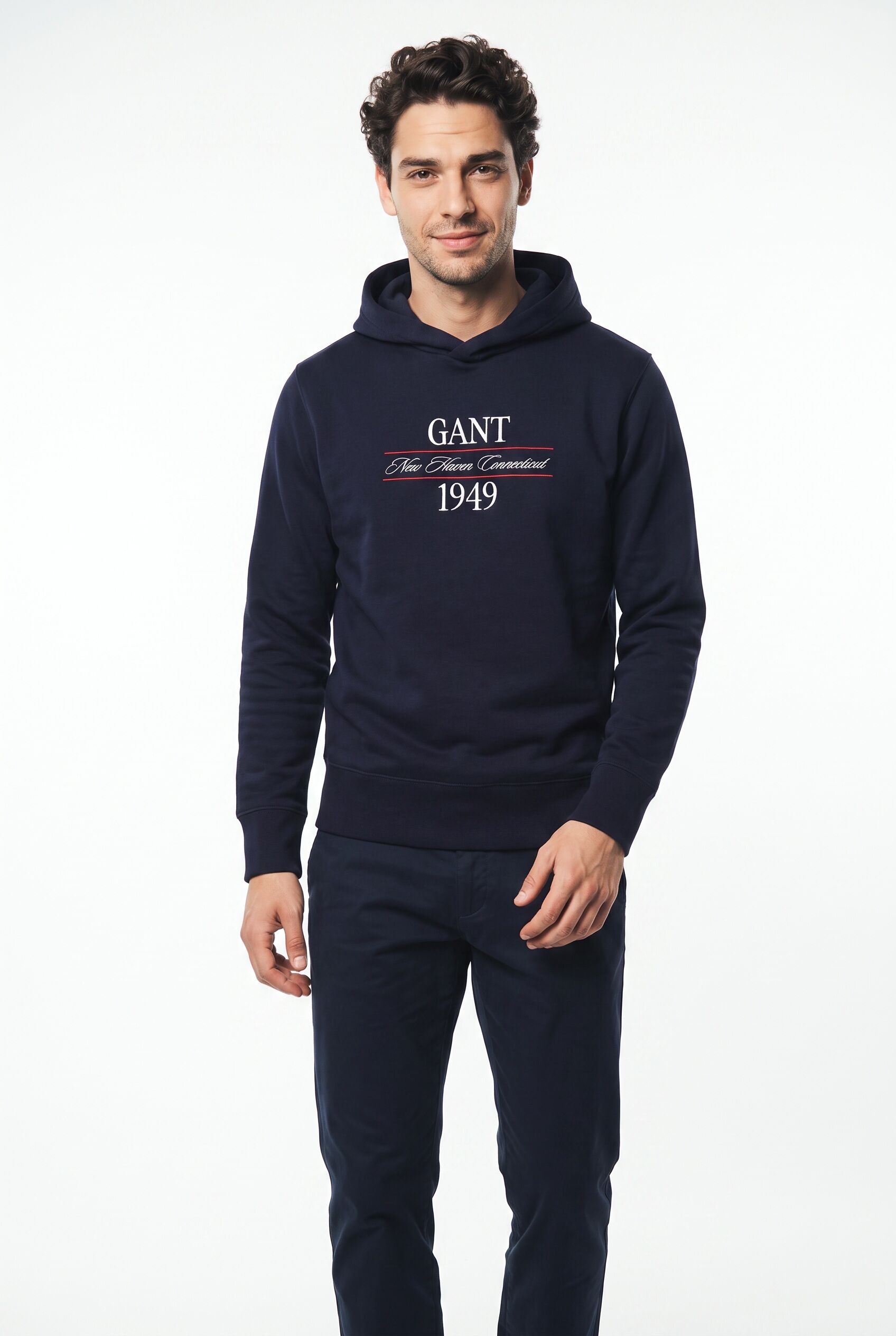 Hoodie GANT "GRAPHIC", Herren, Gr. 4XL, evening blau, Sweatware, Obermaterial: 80% Baumwolle, 20% Polyester, normal, Rippbündchen, Sweatshirts Hoodie evening blau 4XL