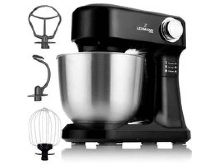 LEHMANN Robot Pâtissier Celesto 12 vitesses Bol 5L Noir avec 3 Mélangeurs et protection surchauffe