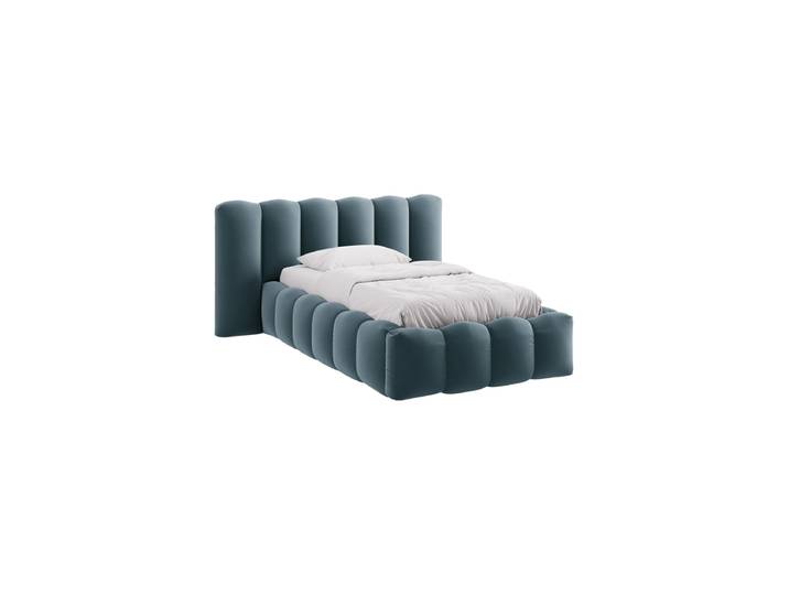 Design Einzel-Polsterbett „Lupine“ mit Ablagefach Samt Blau Chosen by Bloomingloft