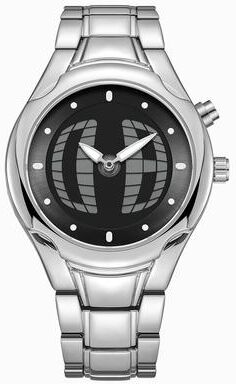 Fashion Sheath Men's Dual Display Watch Retro Futuristic Waterproof Quartz Wristwatch round Silver Black