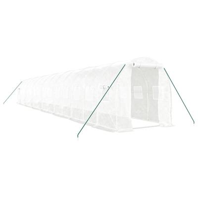 Helloshop26 - Gewächshaus Zelt Unterstand Pflanzen Blumen Gemüse mit Stahlrahmen 28 m² 14 x 2 x 2 m weiß 02_0044567