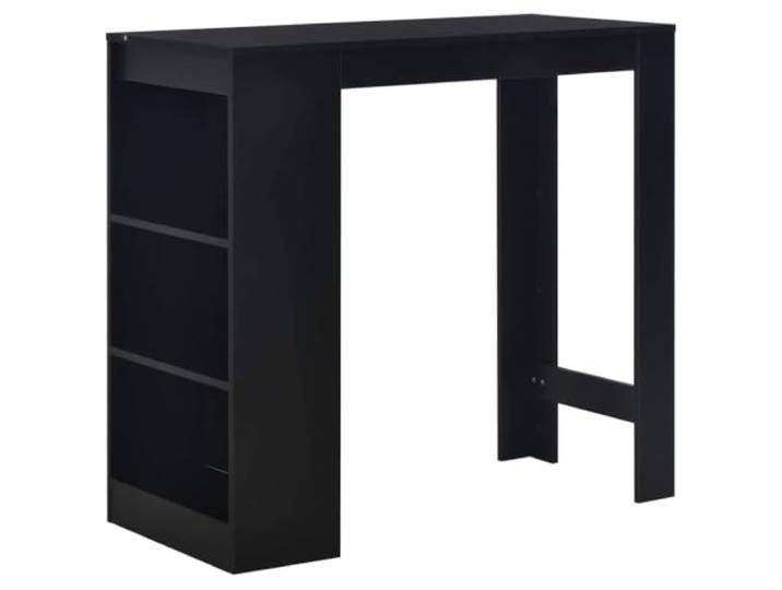 GHVBNMF Bartisch mit Regal Schwarz Stehtisch 110x50x103 cm Platzsparender Bistrotisch aus Holzwerkstoff mit 3-stufigem Regal für Flaschen und Gläser in Küche oder Essbereich.