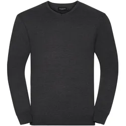 Russell Collection Strickpullover – V-Ausschnitt, charcoal marl, XXS