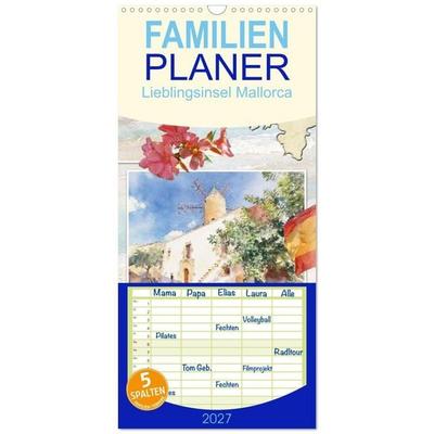 Familienplaner 2027 - Lieblingsinsel Mallorca mit 5 Spalten (Wandkalender, 21 x 45 cm) CALVENDO