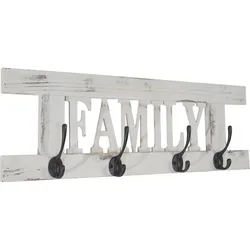 Wandgarderobe H503 Family, Garderobe Garderobenpaneel, Shabby-Look Vintage 20x60cm ~ weiß