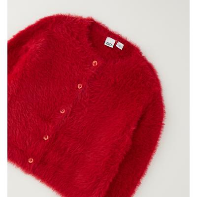 Cardigan IDO "BABY GIRL KNITWEAR", Mädchen, Gr. 122, rot, 92% Polyamid, 6% Polyester, 2% metallisiert, Strickjacken