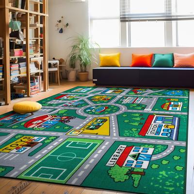 World Rug Gallery Kids Playmat Road Traffic Educational Non Slip Area Rug