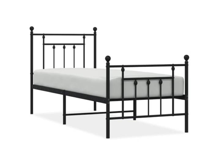 KKgypkn Metallbett 75x190 cm mit Kopf- und Fußteil, Bettgestell aus pulverbeschichtetem Stahl in Schwarz, inklusive Lattenrost und Mittelfüßen für Stabilität und Stauraum