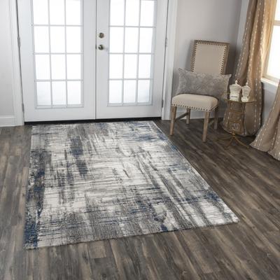 NAVATEXTURA Antonela Transitional Gray and Blue Hash Recycled Polyester Area Rug