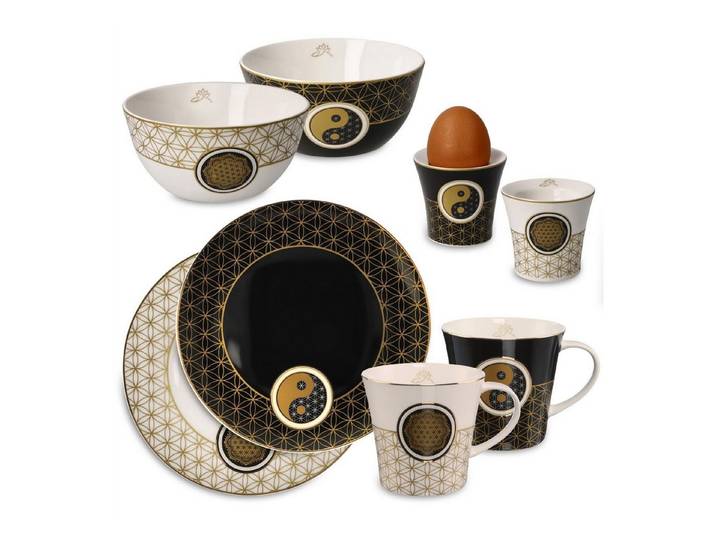 Goebel Geschirr-Set Goebel Yin Yang Lotus - Frühstücksset - Geschenk Set