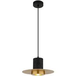 Pendelleuchte Hängeleuchte Wohnzimmerlampe Steinoptik Schwarz Metall H 130 cm