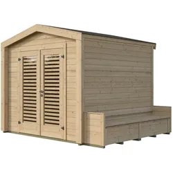 Weka Gartenhaus mit Sitzbank - 307x263x241cm - anthrazit -