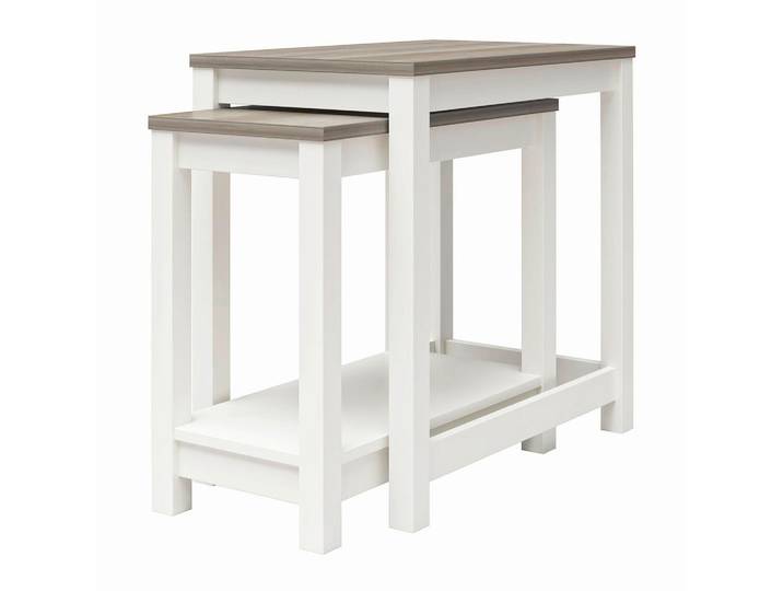 Mid.you Beistelltischset Chapel Hill, Weiß, Eiche, rechteckig, eckig, 38x60x61 cm, ausziehbar, Wohnzimmer, Wohnzimmertische, Satztische