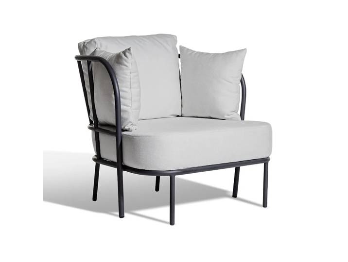 Skargaarden Saltö Lounge-Sessel Sunbrella silver grey, charcoal grey Aluminiumrahmen