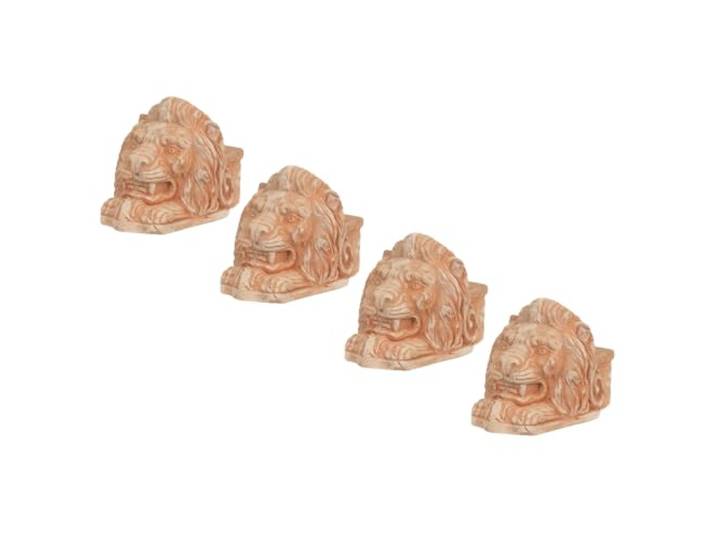 Biscottini Set mit 4 Untersetzern für Pflanzen aus Terrakotta, Löwenkopf, 28 x 18 x 20 cm, Terrakotta-Untersetzer Toscana, hergestellt in Italien