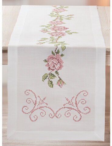 Stickläufer "Rosen & Ornament"