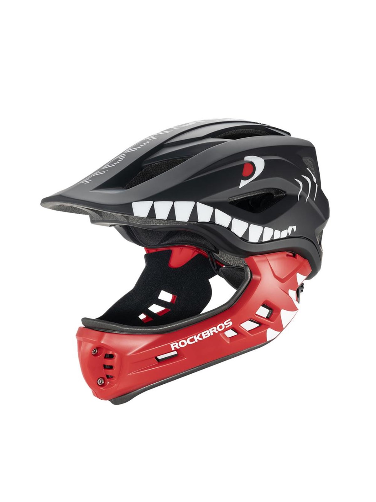 Rockbros TT-32006 Shark Children's Bike Helmet with Detachable Jaw Size S (48-52) - Black