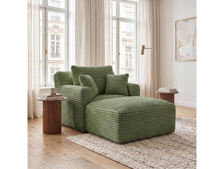 Chaise longue - FURNITURER - FurnitureR - Tissu corduroy - Convertible 1 place - Sans montage