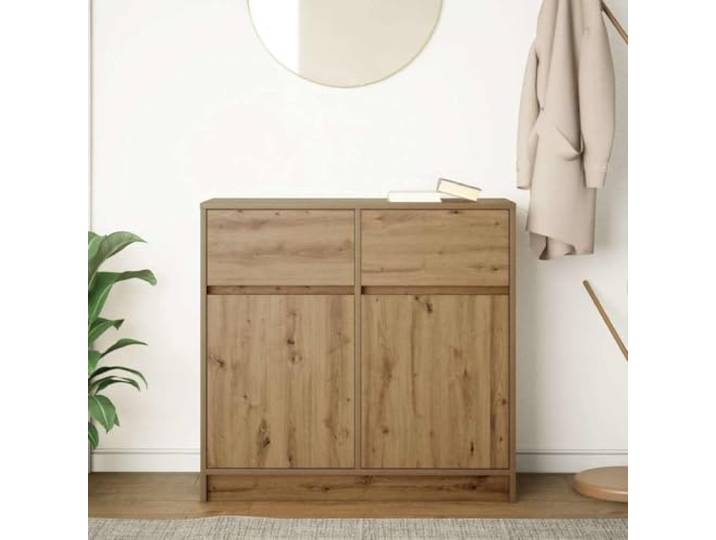 KTHLBRH Sideboard mit Schubladen Eiche Handwerk 80 x 34 x 76 cm Technisches 2 Türen, 2 Schubladen, 60 kg Kapazität, individuelle Konfiguration, einfache Reinigung