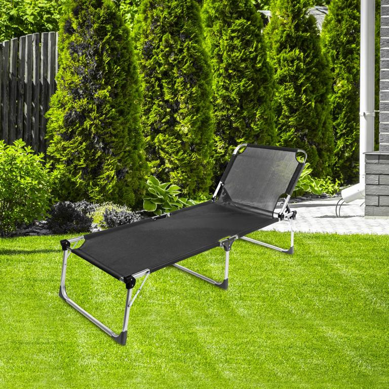 HAUSHALT Alu Dreibeinliege schwarz Maße: ca. 207x69,5x38,5 cm 16908259