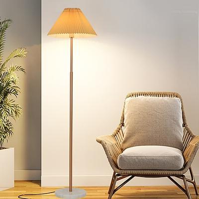 Einfache holz moderne nordic massivholz wohnung haus innen boden lampe stoff schatten e27 nacht lampe holz dunkles holz