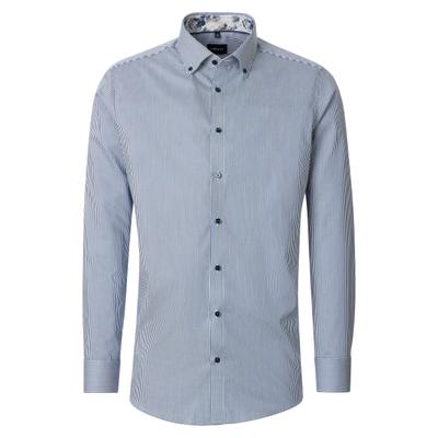 Businesshemd VENTI "VENTI Businesshemd Langarm gestreift", Herren, Gr. 42, Normalgrößen, blau, 100% Baumwolle, gestreift, schmal, Hemden