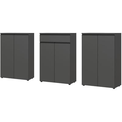 Büromöbel-Set GERMANIA "Lemont", grau (graphit), B:273cm H:120cm T:40cm, Holzwerkstoff, Kunststoff, Metall, Arbeitsmöbel-Sets, Büromöbel-Set, Set bestehend aus 2 Aktenschränke 4040 und 1 Aktenschrank 4041